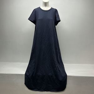COS Maxi T-Shirt Short Sleeve Dress Navy Blue Pockets Cotton Stretch M/L